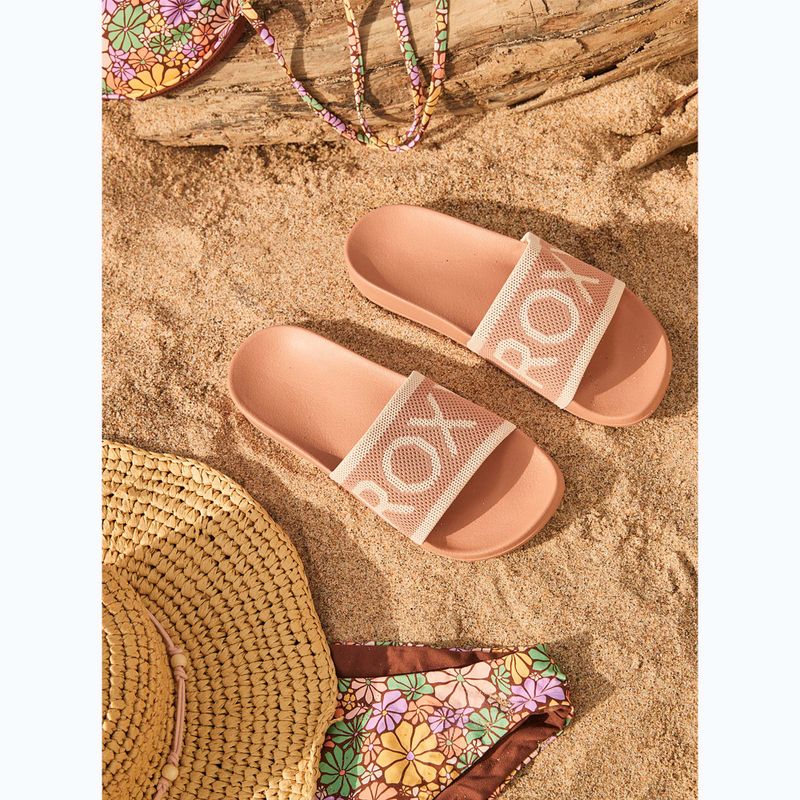 Damen ROXY Slippy Knit Weizen/Türkischer Kaffee Flip-Flops 6