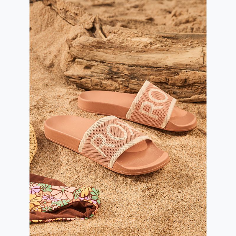 Damen ROXY Slippy Knit Weizen/Türkischer Kaffee Flip-Flops 7
