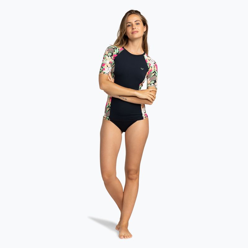Damen-Badeshirt ROXY Lycra Bedruckte anthrazitfarbene Palme song s 2