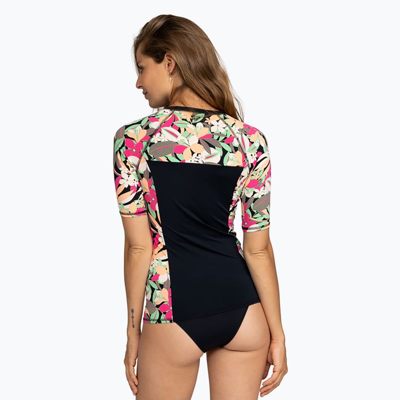Damen-Badeshirt ROXY Lycra Bedruckte anthrazitfarbene Palme song s 3