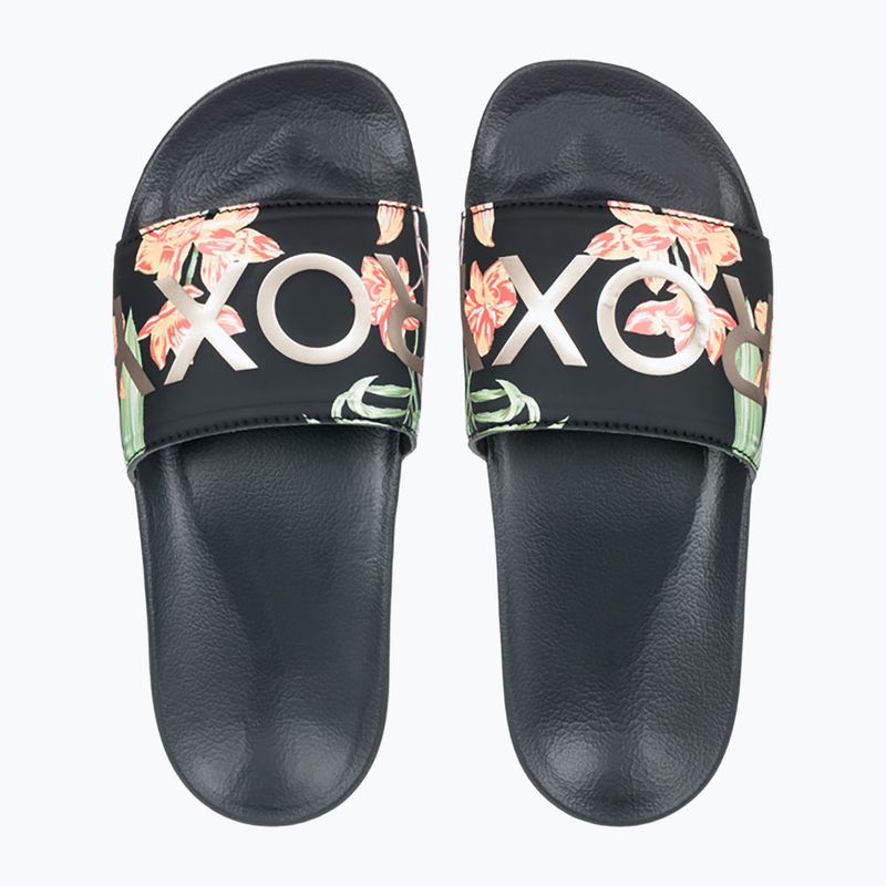 ROXY Slippy II Damen Flip-Flops schwarz/grüner Druck 2