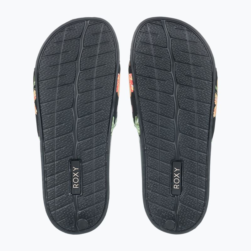ROXY Slippy II Damen Flip-Flops schwarz/grüner Druck 3