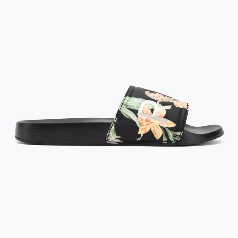 ROXY Slippy II Damen Flip-Flops schwarz/grüner Druck 2
