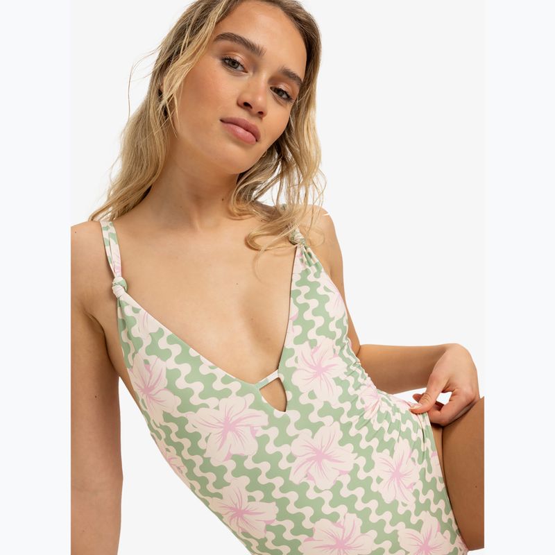 Einteiliger Damen-Badeanzug ROXY Hibiscus Daze basil party waves yw 5