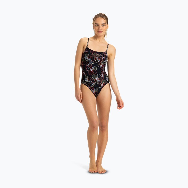 Einteiliger Damen-Badeanzug ROXY Active Basic Printed anthracite athletic hibiscus 2
