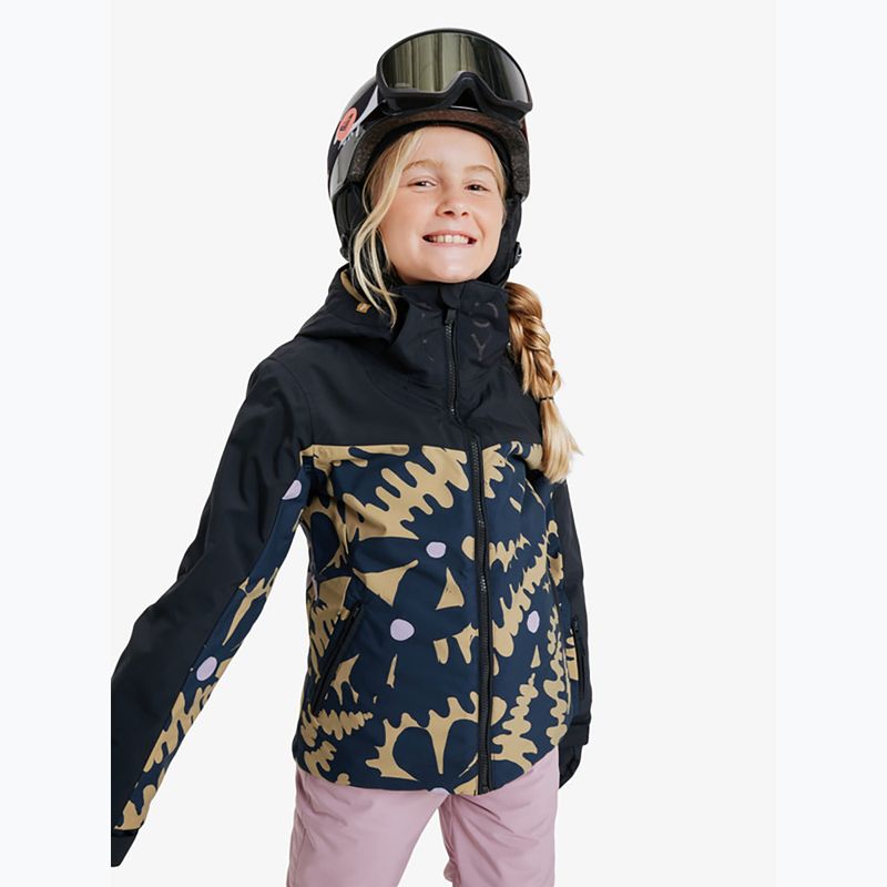 Kinder-Snowboardjacke ROXY Free Jet Block fennel seed big/flower rg 4