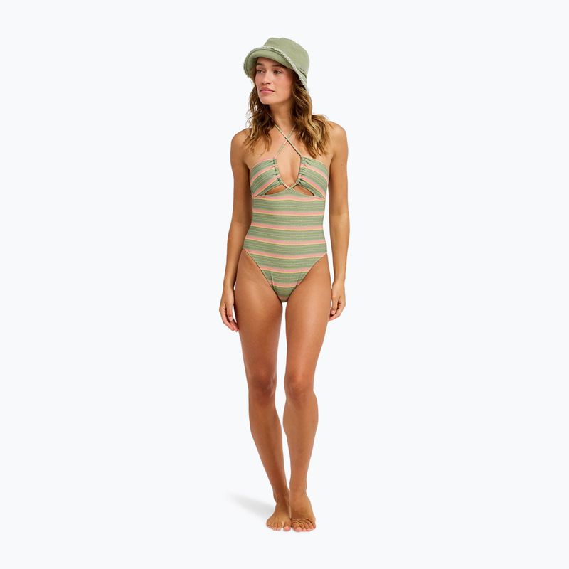 Damen-Badeanzug ROXY Dreamer HI oil green say it with stripes 2