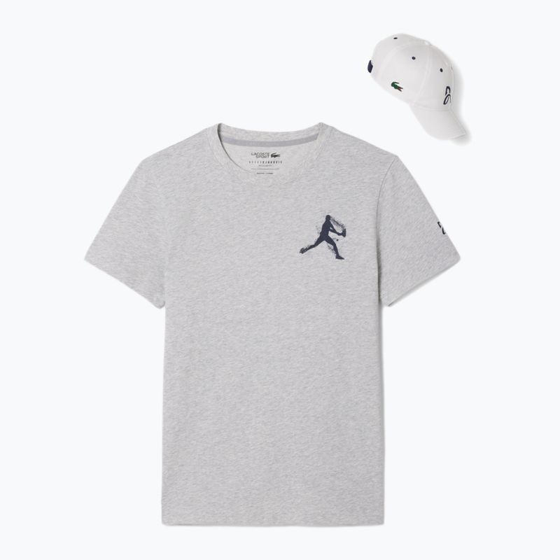 Tennis-Shirt Herren Lacoste TH1044 silver chine/navy blue