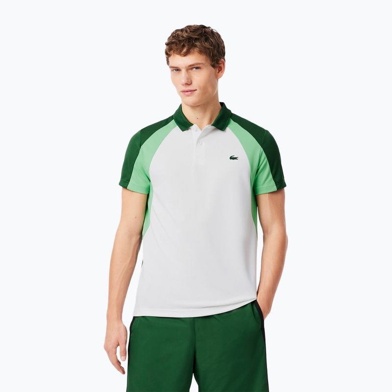 Tennis Poloshirt Herren Lacoste Polo DH8963 white/liamone green