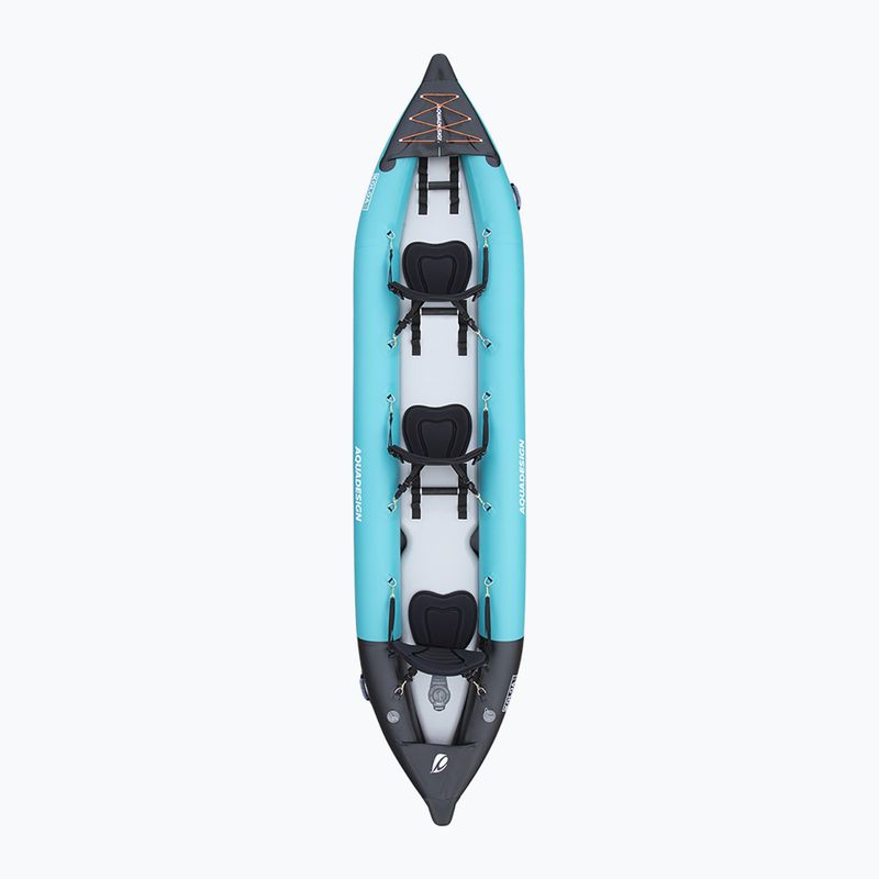 AQUADESIGN Koloa 400 cm blau/schwarzes aufblasbares 3-Personen-Kajak 2