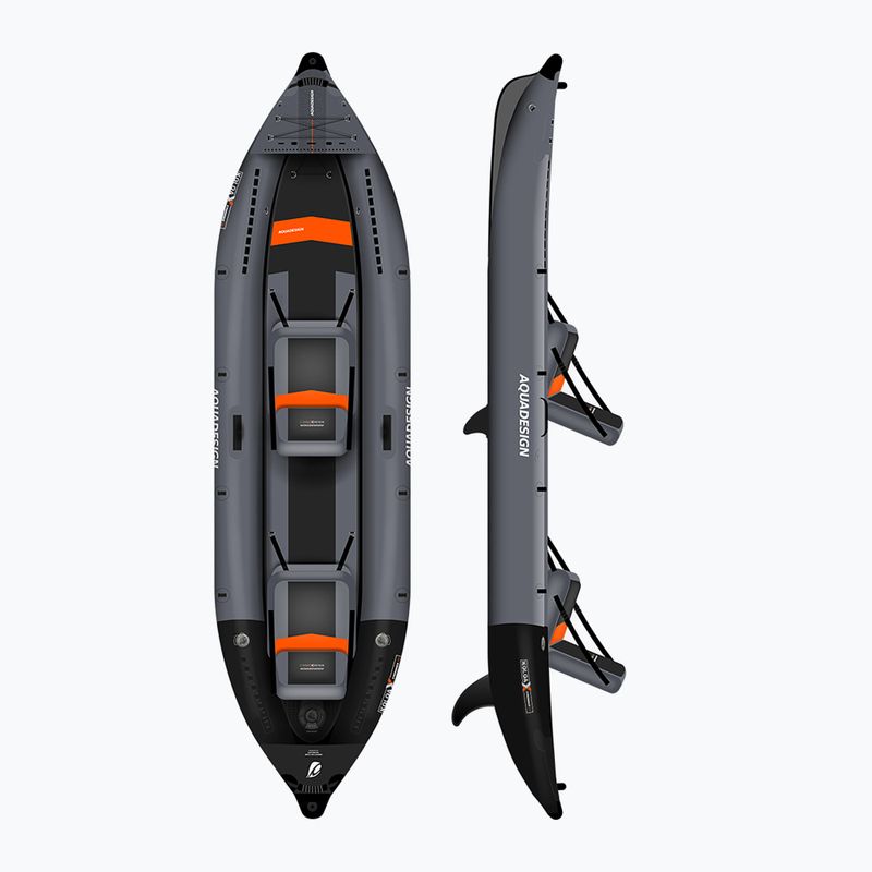 AQUADESIGN Koloa X'Perience 2 360 cm schwarz/grau 2-Personen aufblasbares Kajak
