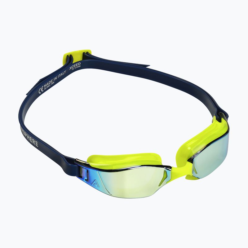 Aquasphere Xceed hellgelb/Marineblau/Spiegelgelb Titan-Schwimmbrille EP3037104LMY 8