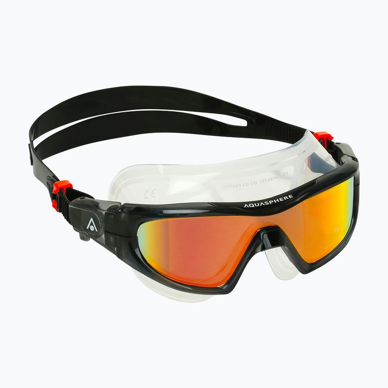 Aquasphere Vista Pro dunkelgrau/schwarz/spiegelorange Titan-Schwimmmaske MS5591201LMO 6
