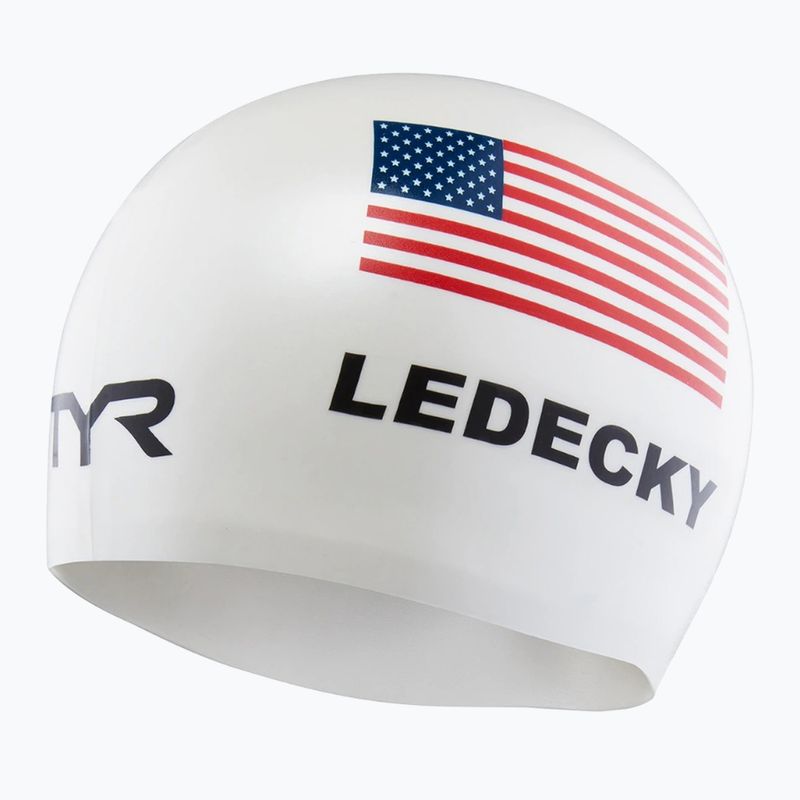 Schwimmkappe TYR Ledecky Silicone white 3