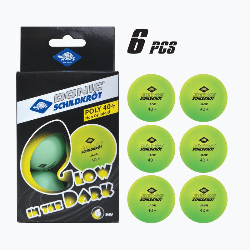 Donic-Schildkröt Glow In The Dark Poly 40+ 6pcs leuchtende Tischtennisbälle.