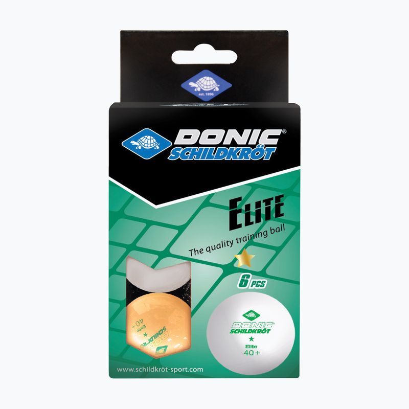 Donic-Schildkröt 1-Star Elite Poly 40+ 6er Pack Tischtennisbälle weiß/orange 4