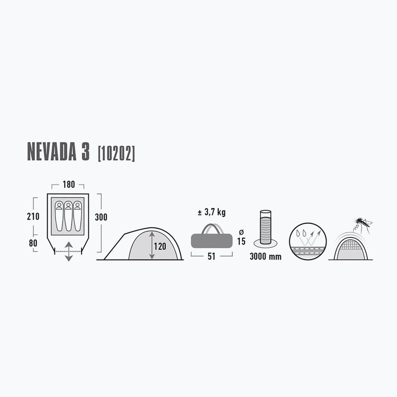 High Peak Nevada grau 10202 3-Personen-Campingzelt 2
