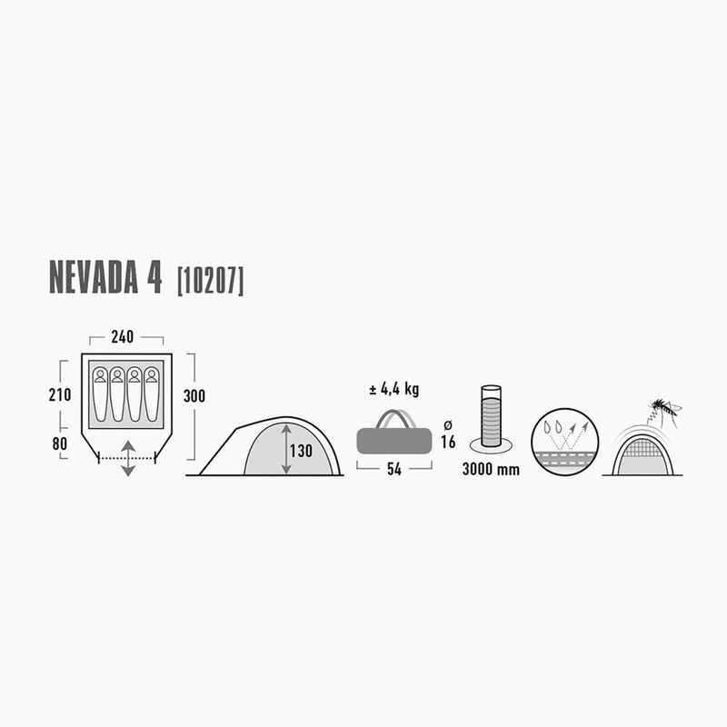 High Peak Nevada grau 10207 4-Personen-Campingzelt 2