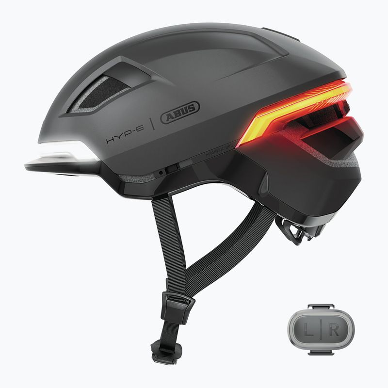 Fahrradhelm mit Blinker ABUS Hyp-E volcano titan 3