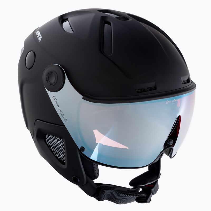 Skihelm Alpina Attelas Visor QVM black matt/silver
