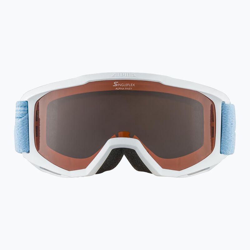 Skibrille für Kinder Alpina Piney white/skyblue matt/orange 8