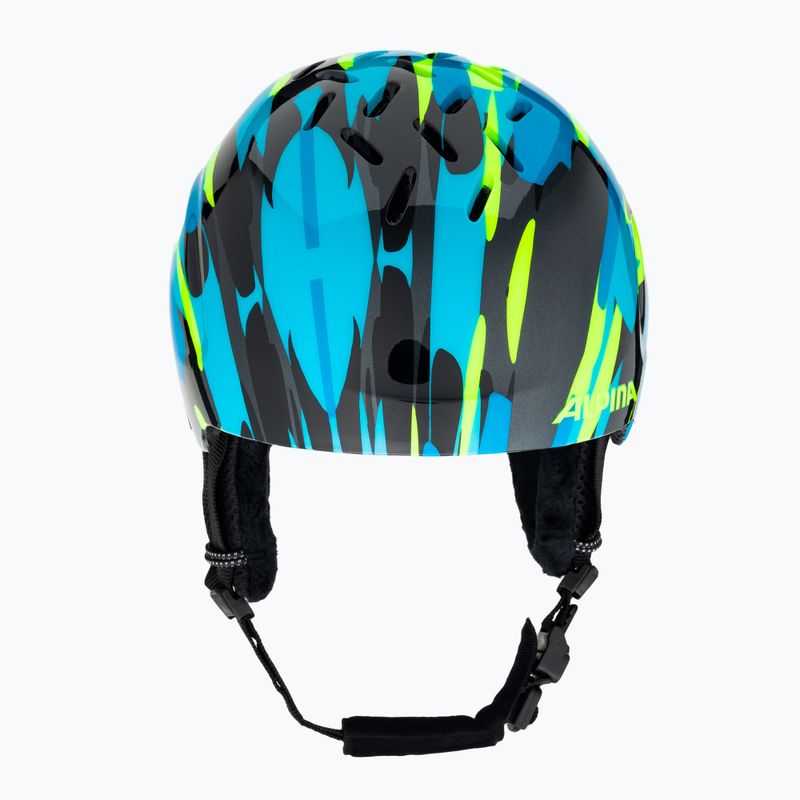 Alpina Pizi Kinderskihelm neon blau/grün glänzend 2