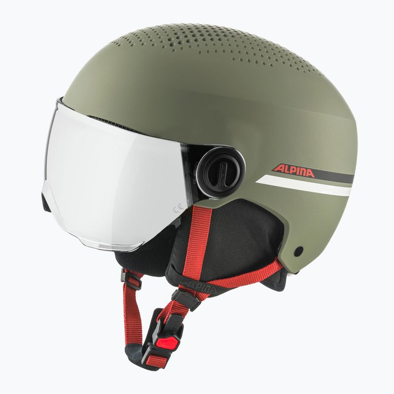 Alpina Kinderskihelm Zupo Visor Q-Lite oliv/rot matt