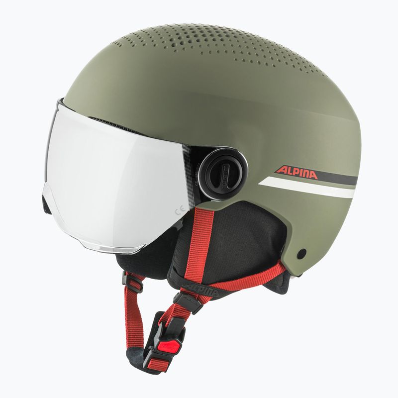Skihelm Kinder Alpina Zupo Visor Q-Lite olive/ red matt