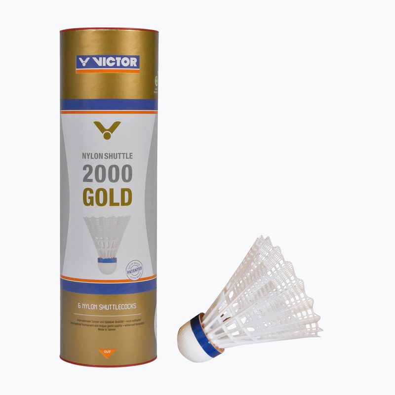 VICTOR Nylon Shuttle 2000 Badminton Federbälle 6 Stück weiß 100919