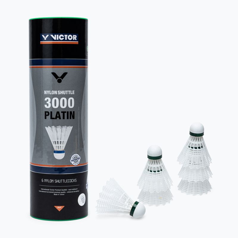 VICTOR Nylon Shuttle 3000 Badminton Federbälle 6 Stück weiß 101519