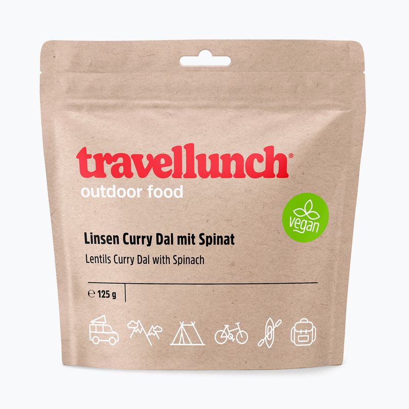 Travellunch Curry Dal gefriergetrocknete Nahrung mit Linsen und Spinat Vege 125 g