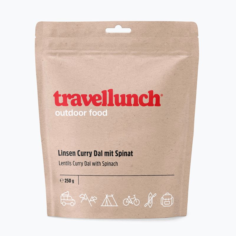 Travellunch Curry Dal gefriergetrocknete Nahrung mit Linsen und Spinat Vege 250 g
