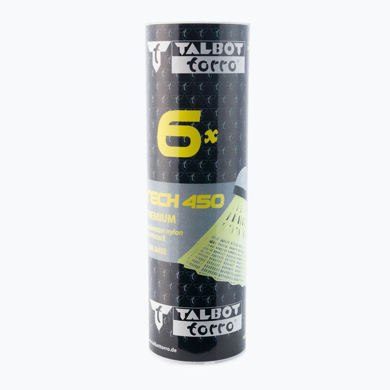 Talbot-Torro Tech 450 Badminton-Federbälle  Premium Nylon 6 Stück gelb 469083