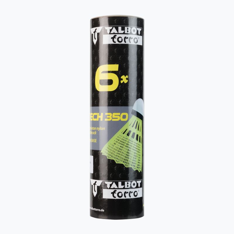 Talbot-Torro Tech 350 Badminton-Federbälle  Nylon 6 Stück gelb 479103