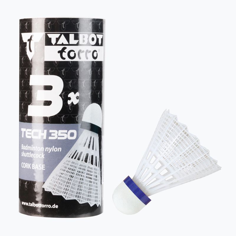 Talbot-Torro Tech 350 Badminton-Federbälle  Nylon 3 Stück weiß 479112