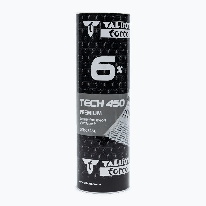 Talbot-Torro Tech 450 Badminton-Federbälle  Premium Nylon 6 Stück weiß 469282