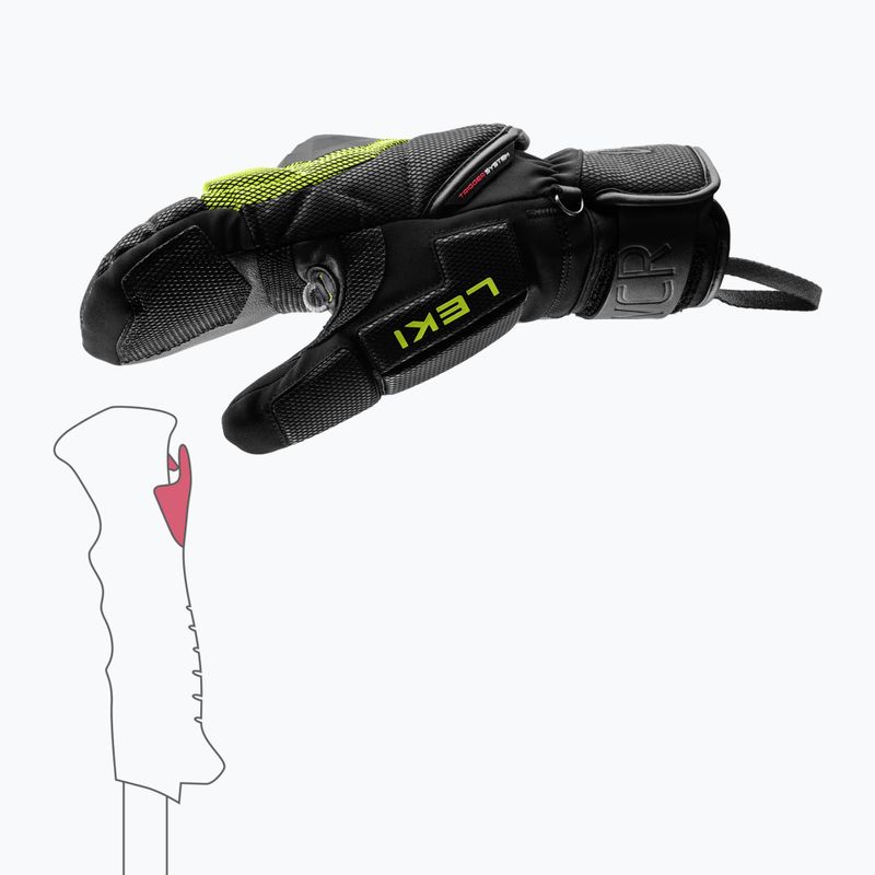 Herren-Skihandschuhe LEKI WCR Coach 3D Mitt black/ice lemon 8