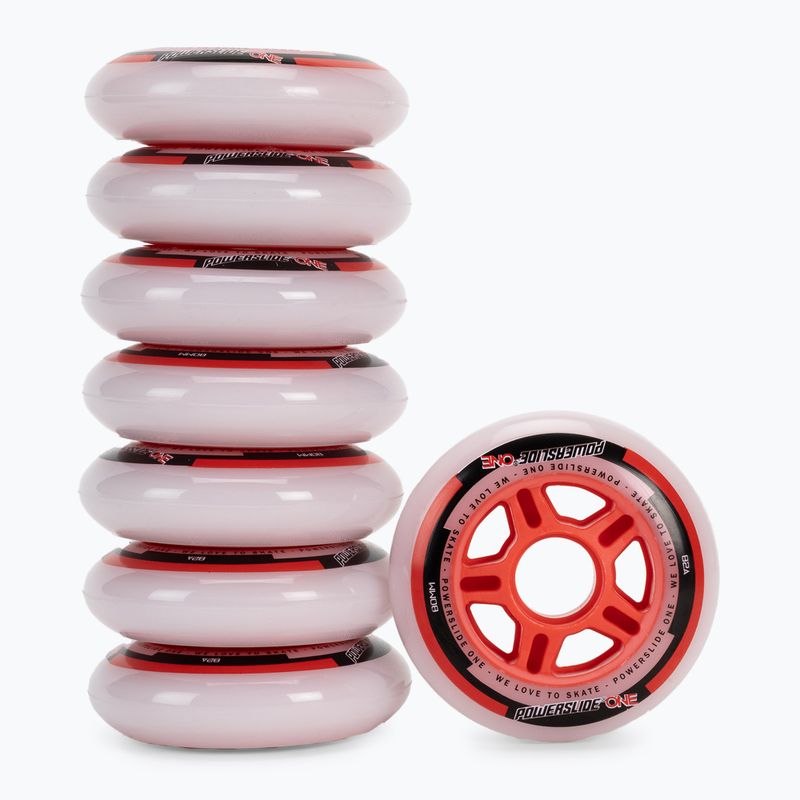 Powerslide PS One Spacer/Bearings 80mm/82A 8 Stück weiß 905308 Rollerblade Rollen mit Lagern 2