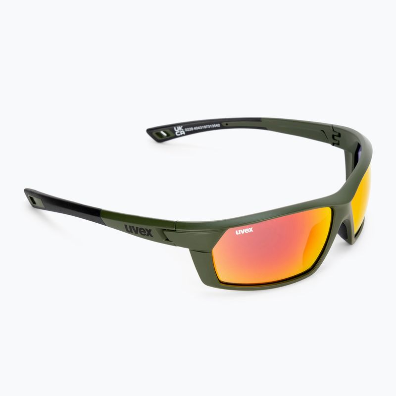 UVEX Sportstyle 225 olivgrün matt/verspiegelt silberne Sonnenbrille 53/2/025/7716