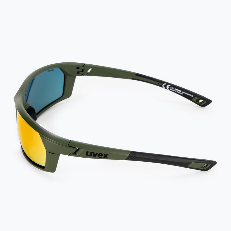 UVEX Sportstyle 225 olivgrün matt/verspiegelt silberne Sonnenbrille 53/2/025/7716 4