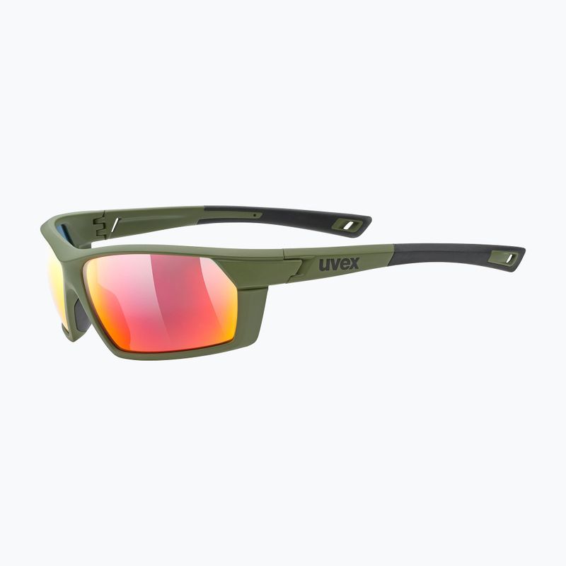 UVEX Sportstyle 225 olivgrün matt/verspiegelt silberne Sonnenbrille 53/2/025/7716 5