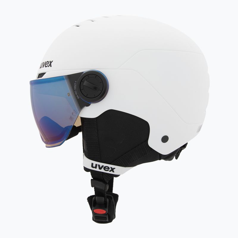 Kinder-Skihelm UVEX Rocket Visor Jr white/black matte/mirror blue/smoke 3