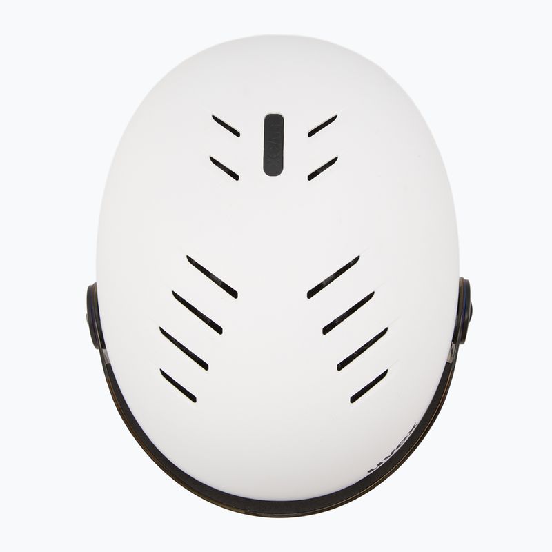 Kinder-Skihelm UVEX Rocket Visor Jr white/black matte/mirror blue/smoke 6