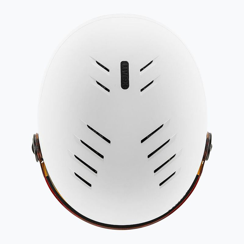 Kinder-Skihelm UVEX Rocket Visor Jr white/black matte/mirror blue/smoke 5