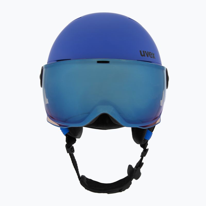 Skihelm Kinder UVEX Rocket Visor Jr blue matt/mirror blue/smoke 2