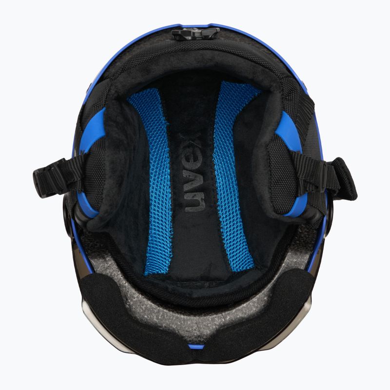 Skihelm Kinder UVEX Rocket Visor Jr blue matt/mirror blue/smoke 5