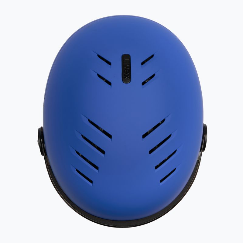 Skihelm Kinder UVEX Rocket Visor Jr blue matt/mirror blue/smoke 6