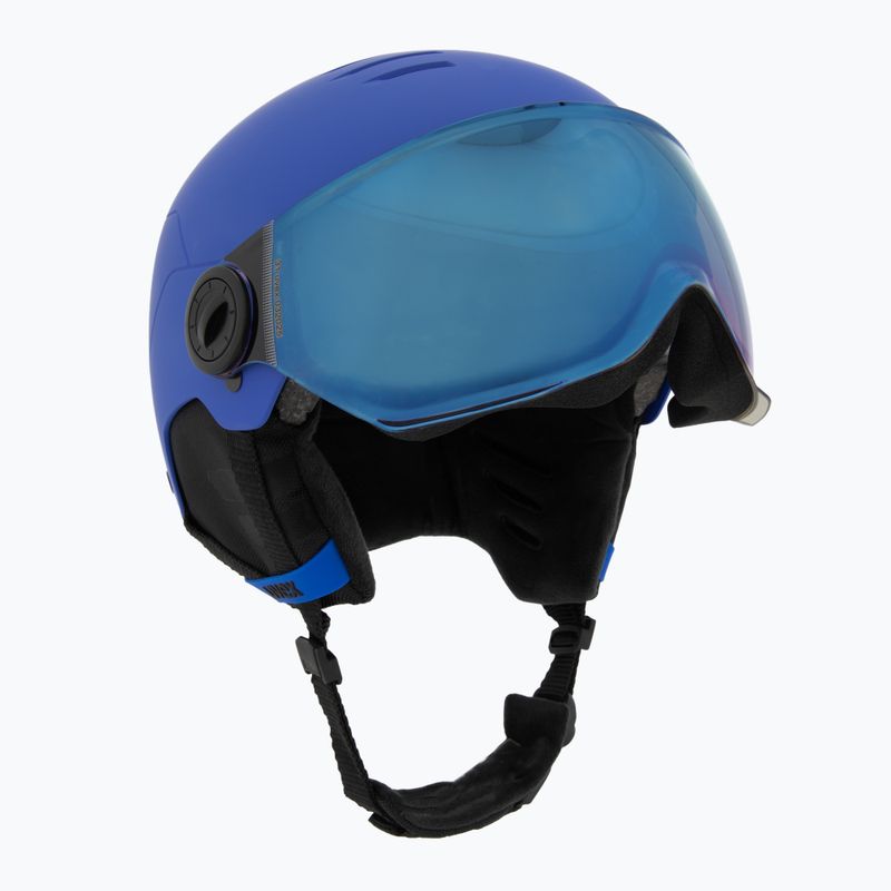 Skihelm Kinder UVEX Rocket Visor Jr blue matt/mirror blue/smoke 9