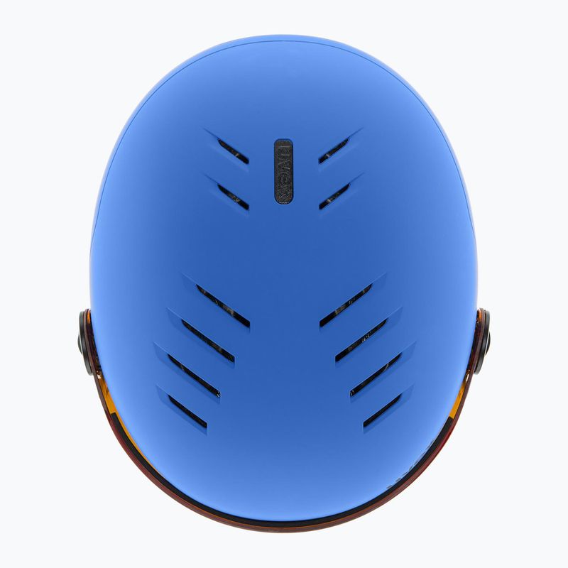 Skihelm Kinder UVEX Rocket Visor Jr blue matt/mirror blue/smoke 4