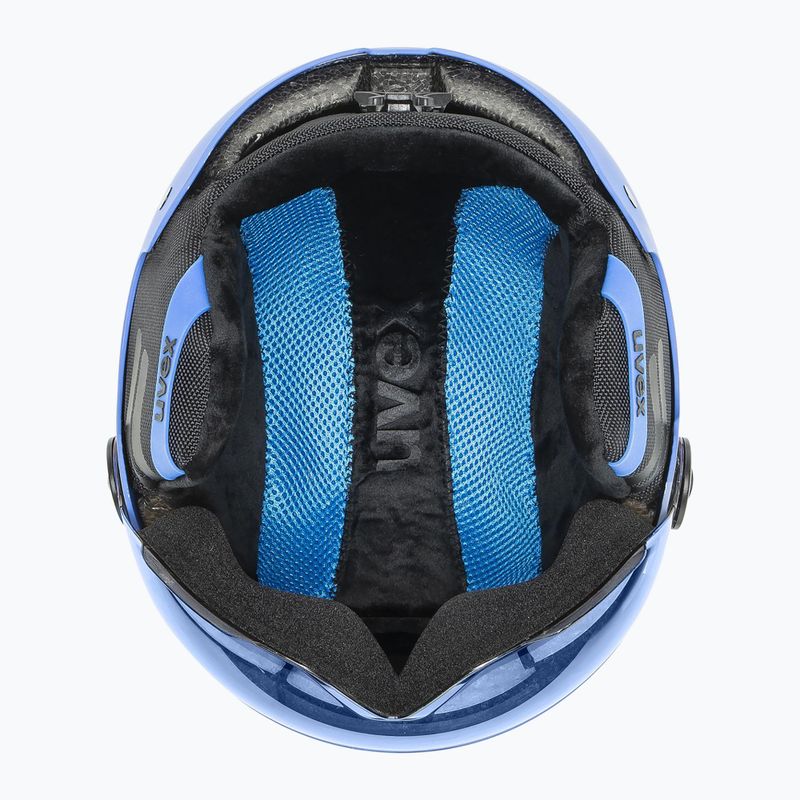 Skihelm Kinder UVEX Rocket Visor Jr blue matt/mirror blue/smoke 5